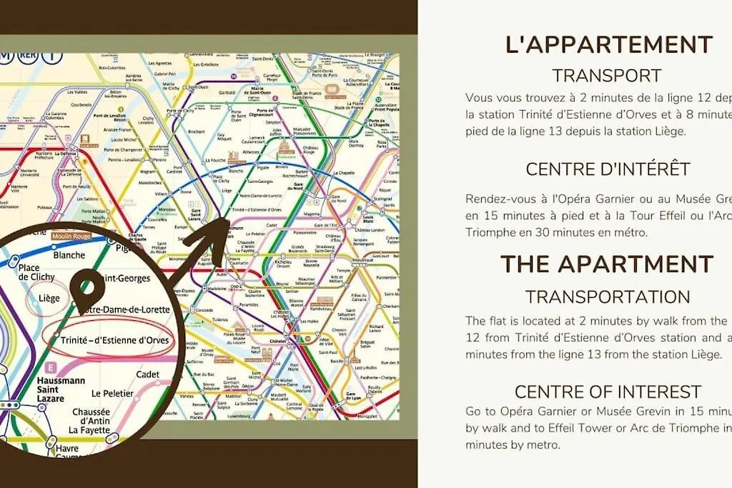 Daire 11.Appart 4Pers#1 Bedroom#Pigalle#Opera#Paris 9